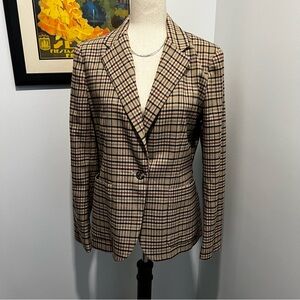 Chaps Fall DNM1 Brown Herringbone Plaid Blazer Women’s Size 10 NWT